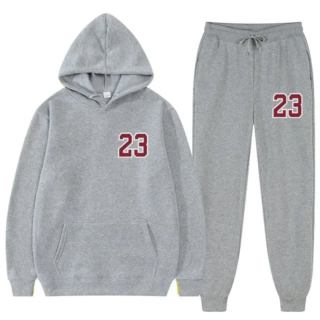 Mens and Womens Sports Hoodie and Sweatpants Set Two Piece Tracksuit Gym Wear