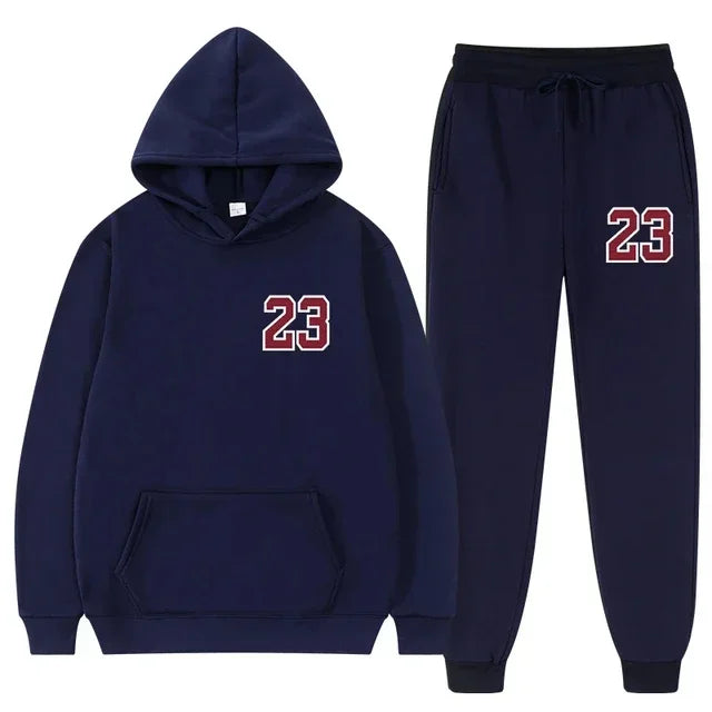 Mens and Womens Sports Hoodie and Sweatpants Set Two Piece Tracksuit Gym Wear