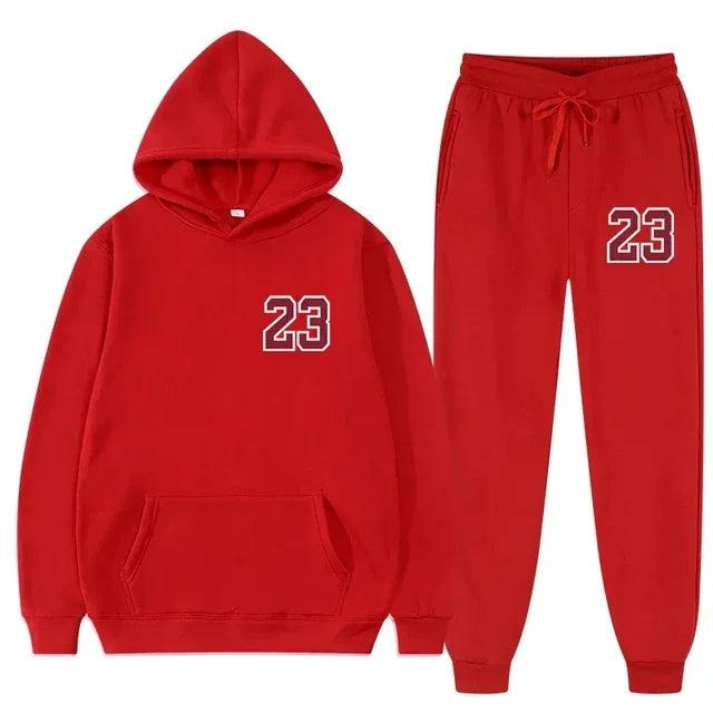 Mens and Womens Sports Hoodie and Sweatpants Set Two Piece Tracksuit Gym Wear