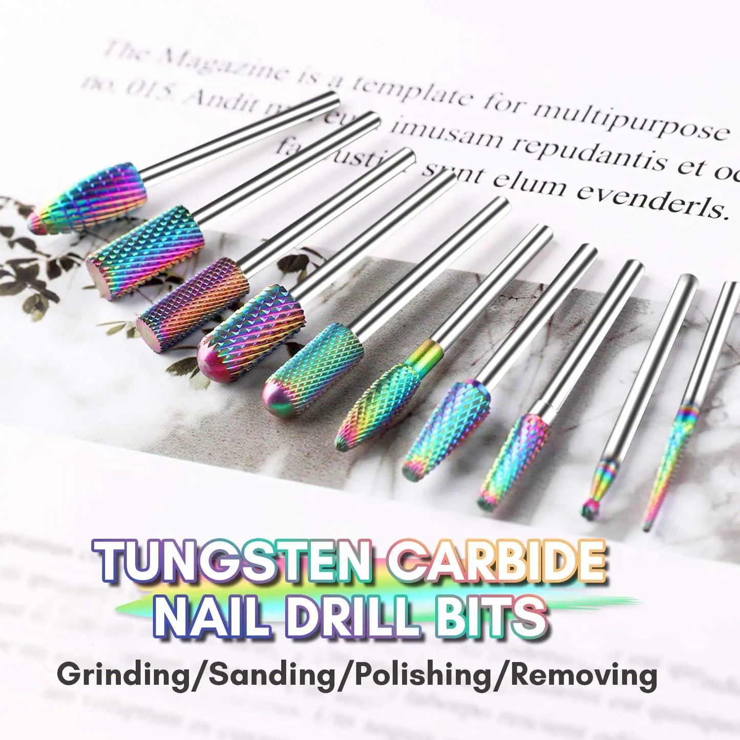 Makartt Nail Drill Bits 10 Pieces 3/32 Inch Carbide Professional Set for Nail Technicians Remove Acrylic Gel Nails Manicure