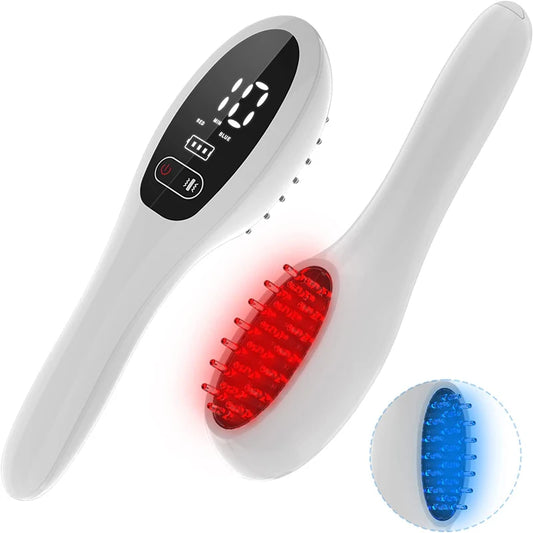 Electric Laser Hair Growth Comb Anti Hair Loss Therapy Infrared 650nm 470nm LED Red Light Vibration Massage Hair Care Brush