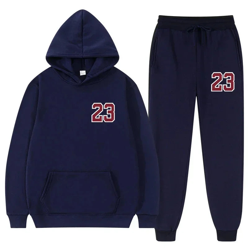 Mens and Womens Sports Hoodie and Sweatpants Set Two Piece Tracksuit Gym Wear