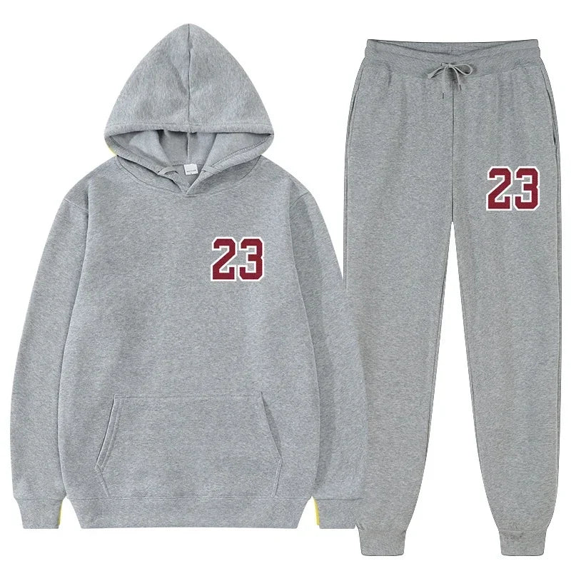 Mens and Womens Sports Hoodie and Sweatpants Set Two Piece Tracksuit Gym Wear