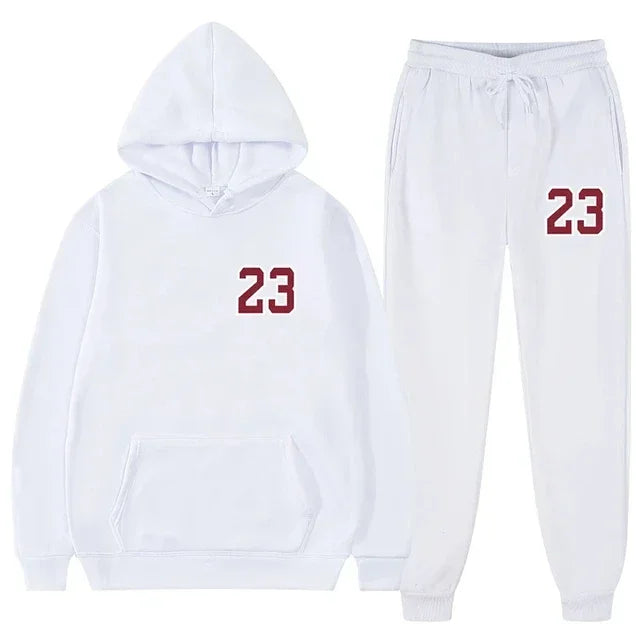 Mens and Womens Sports Hoodie and Sweatpants Set Two Piece Tracksuit Gym Wear