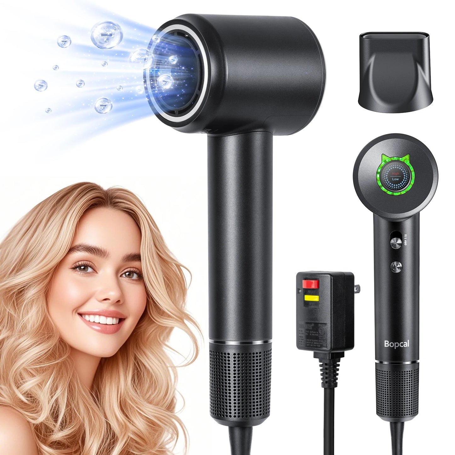 Hair Dryer 500 Million Negative Ionic Care Blow Dryer Fast Drying Professional 120000 RPM High Speed Hairdryer with Diffuser