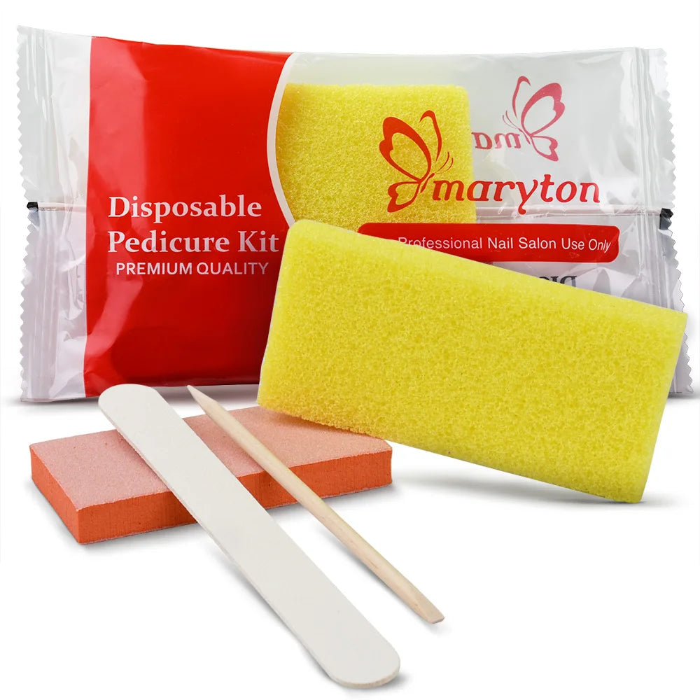 800 Sets Disposable Pedicure Sets 4 Piece Nail Kits Professional Manicure Tools File Buffer Sponge Block