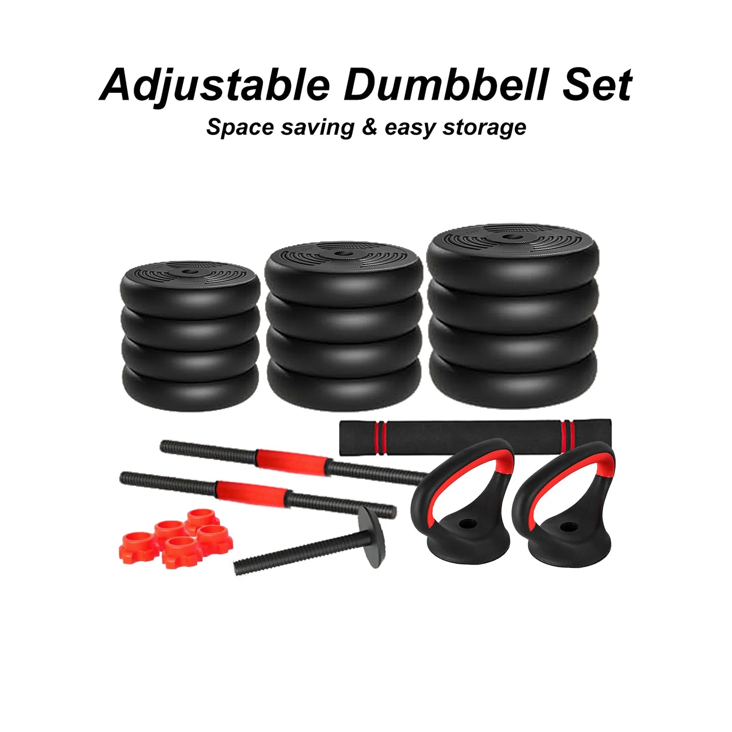 Adjustable Dumbbell Set 44 Pounds Multifunctional Weights Barbell Kettlebell Pushup Home Gym Equipment