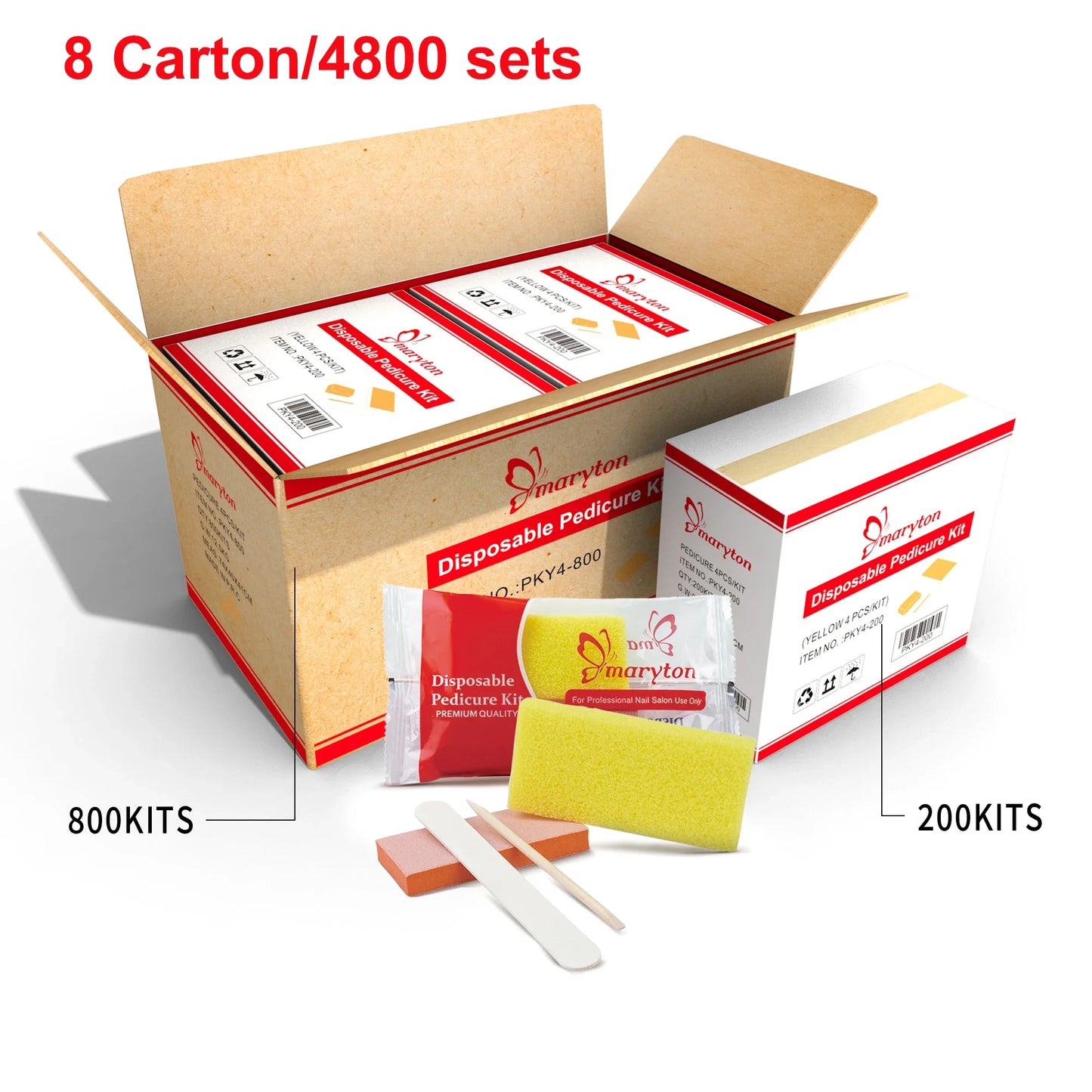 800 Sets Disposable Pedicure Sets 4 Piece Nail Kits Professional Manicure Tools File Buffer Sponge Block