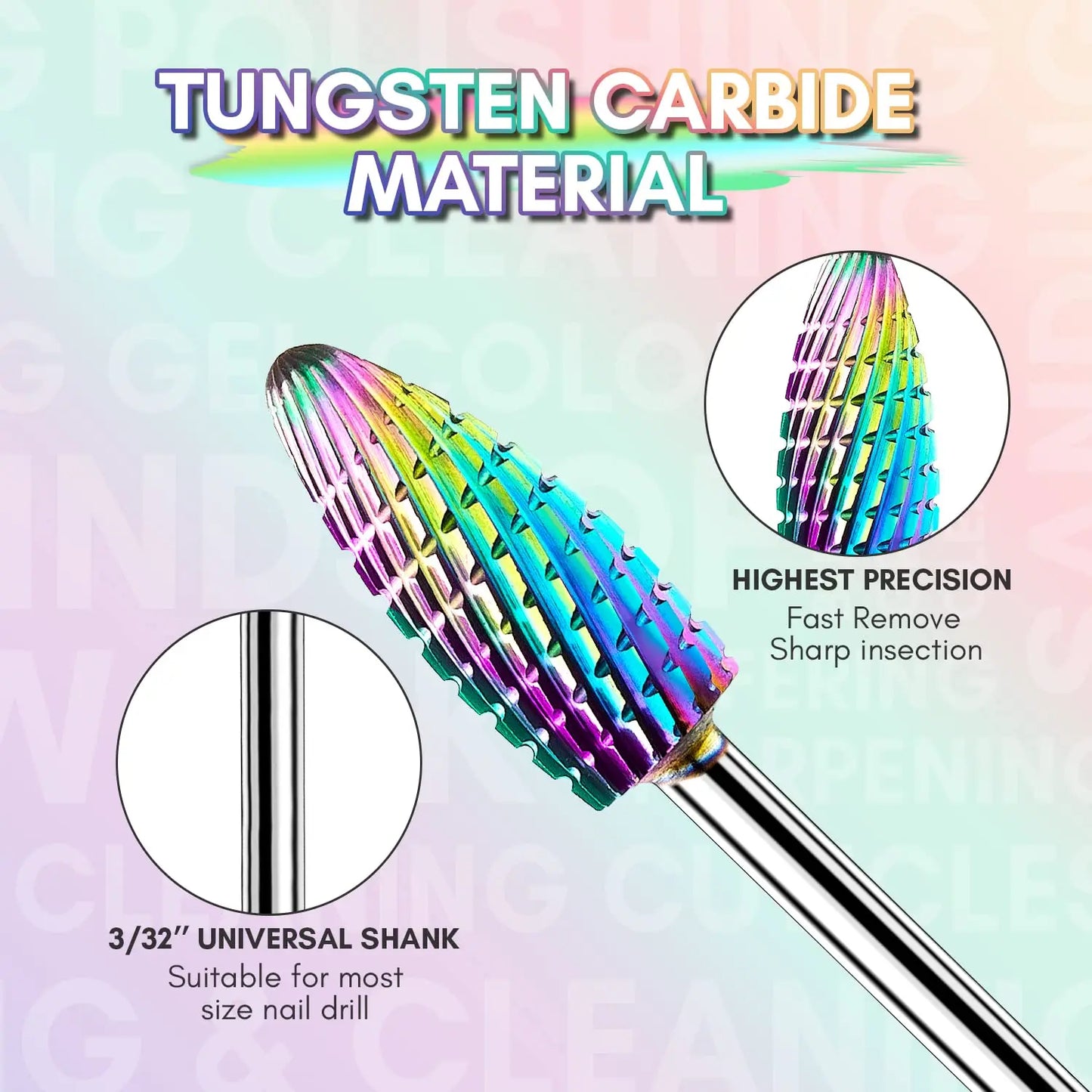 Makartt Nail Drill Bits 10 Pieces 3/32 Inch Carbide Professional Set for Nail Technicians Remove Acrylic Gel Nails Manicure