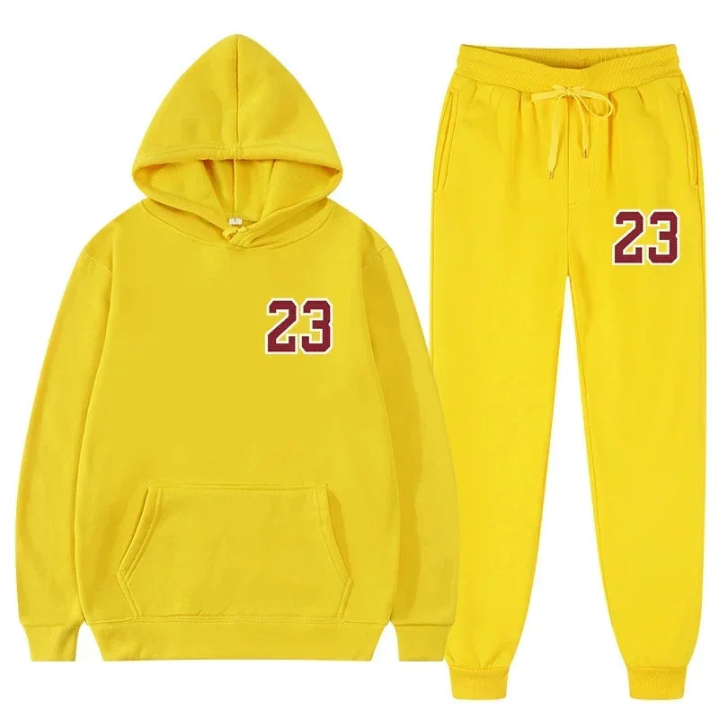 Mens and Womens Sports Hoodie and Sweatpants Set Two Piece Tracksuit Gym Wear