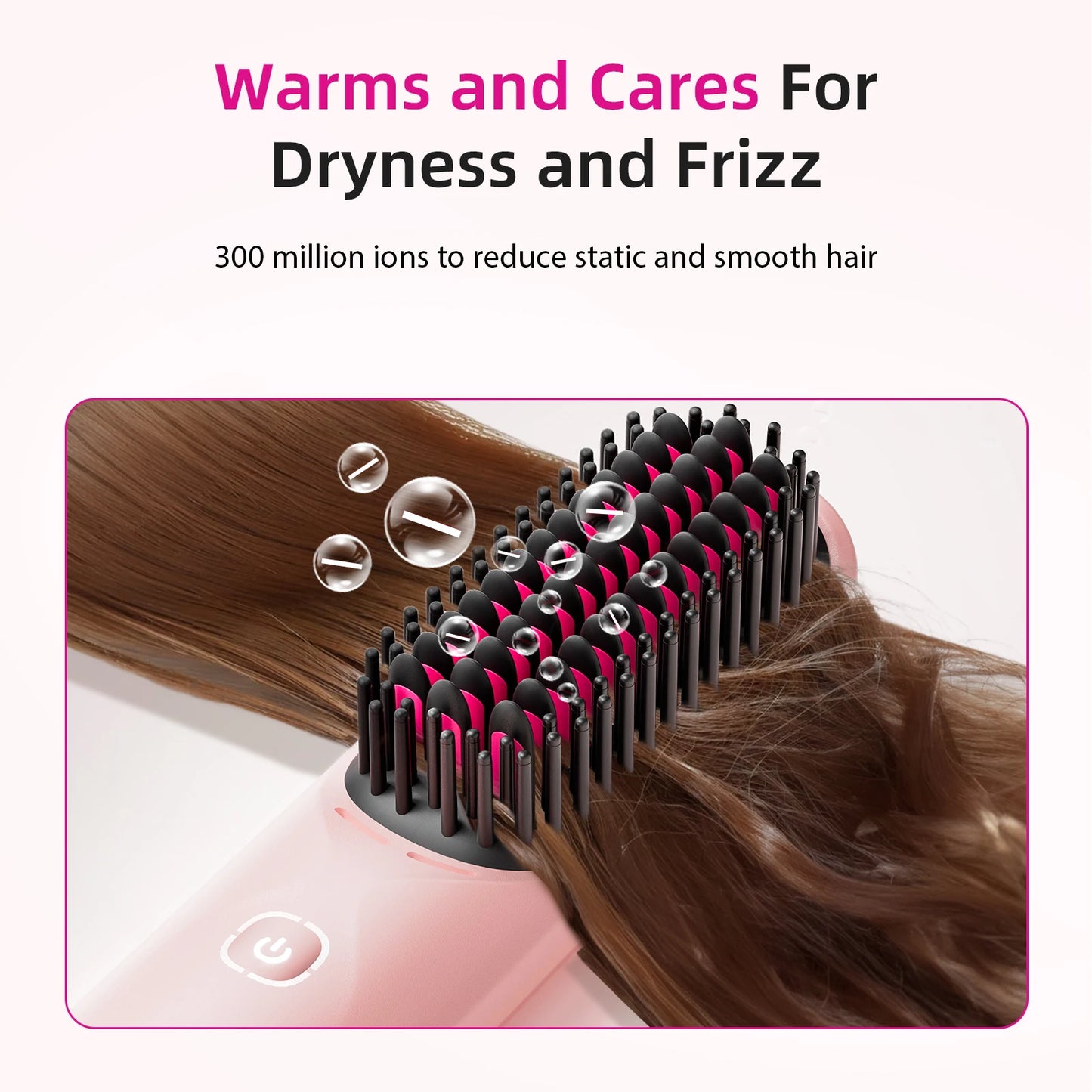 Portable 2 in 1 Hair Straightener Brush Fast Heating Negative Ion Cordless Curling Comb 10000mAh 45W Fast Charging Power Bank