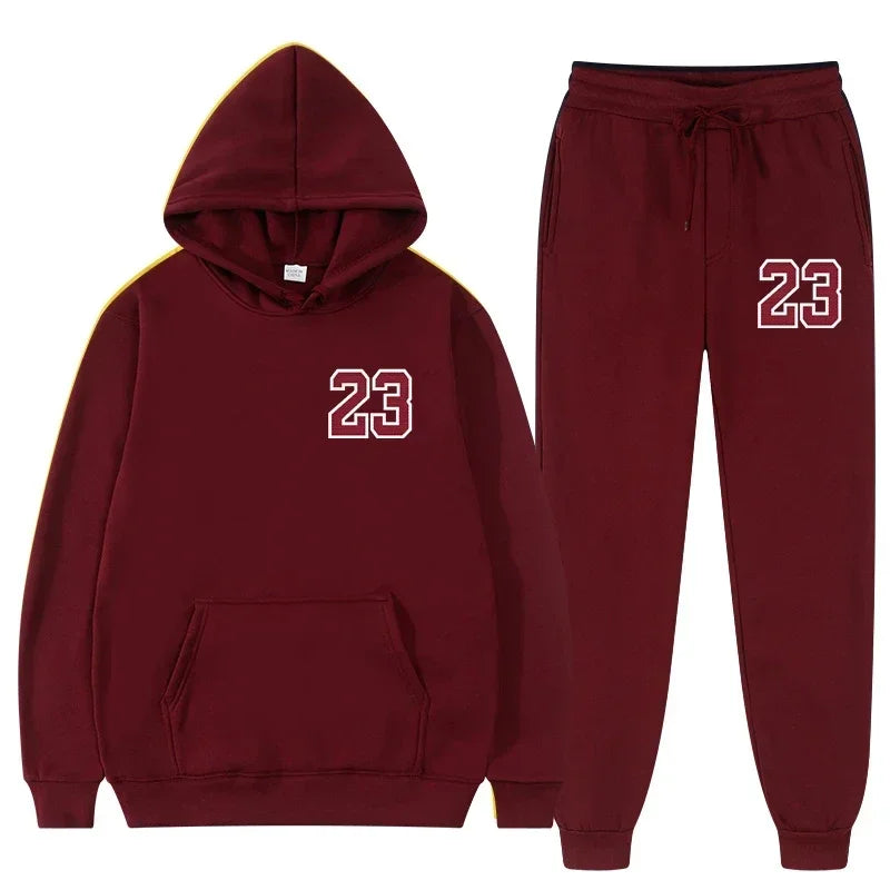 Mens and Womens Sports Hoodie and Sweatpants Set Two Piece Tracksuit Gym Wear