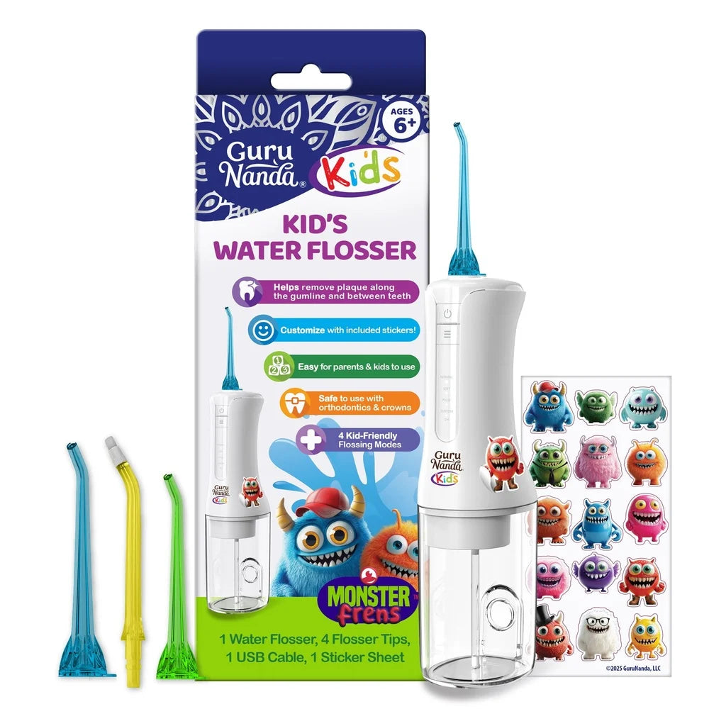 Kids Water Flosser with 4 Modes Smart Timer 200ml Portable Dental Care and 4 Nozzles Waterproof for Ages 6 and Up
