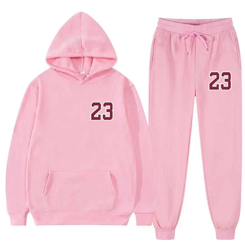 Mens and Womens Sports Hoodie and Sweatpants Set Two Piece Tracksuit Gym Wear