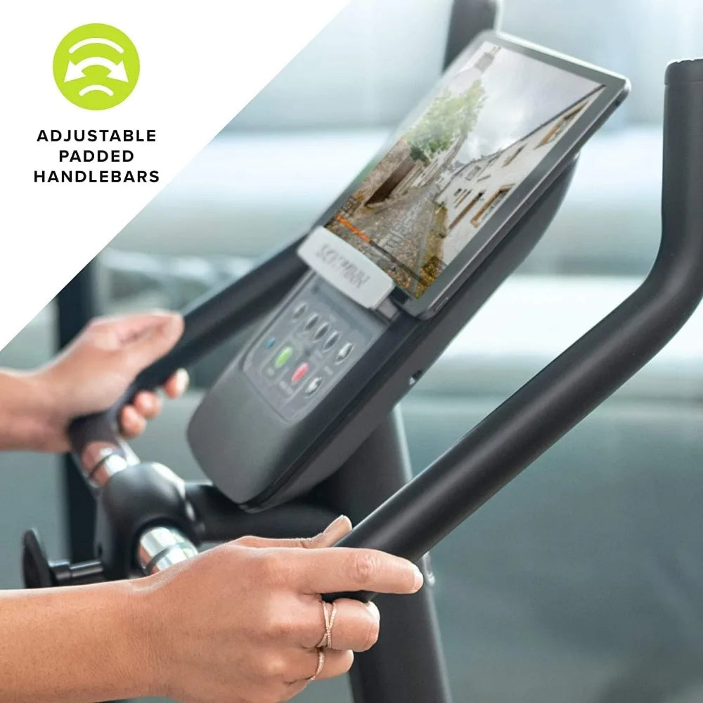 Fitness 130 Upright Bike with Bluetooth Connection Foldable Design and Distance Travelled Monitor