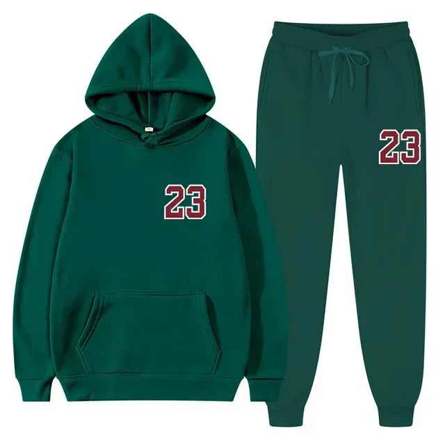 Mens and Womens Sports Hoodie and Sweatpants Set Two Piece Tracksuit Gym Wear