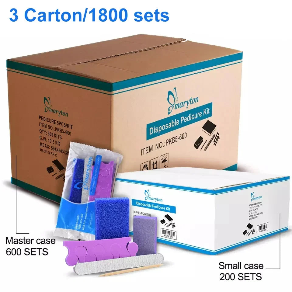 600 Sets Disposable 5 Piece Pedicure Kit for Professional Nail Salon Tools