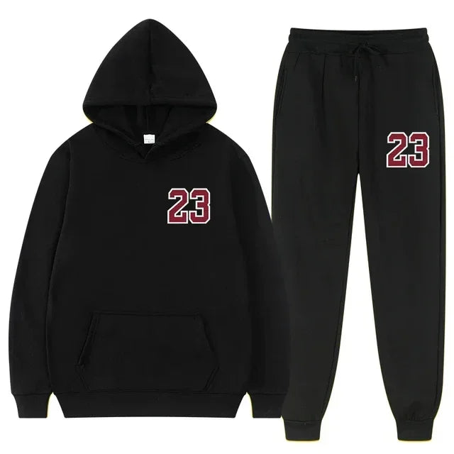 Mens and Womens Sports Hoodie and Sweatpants Set Two Piece Tracksuit Gym Wear