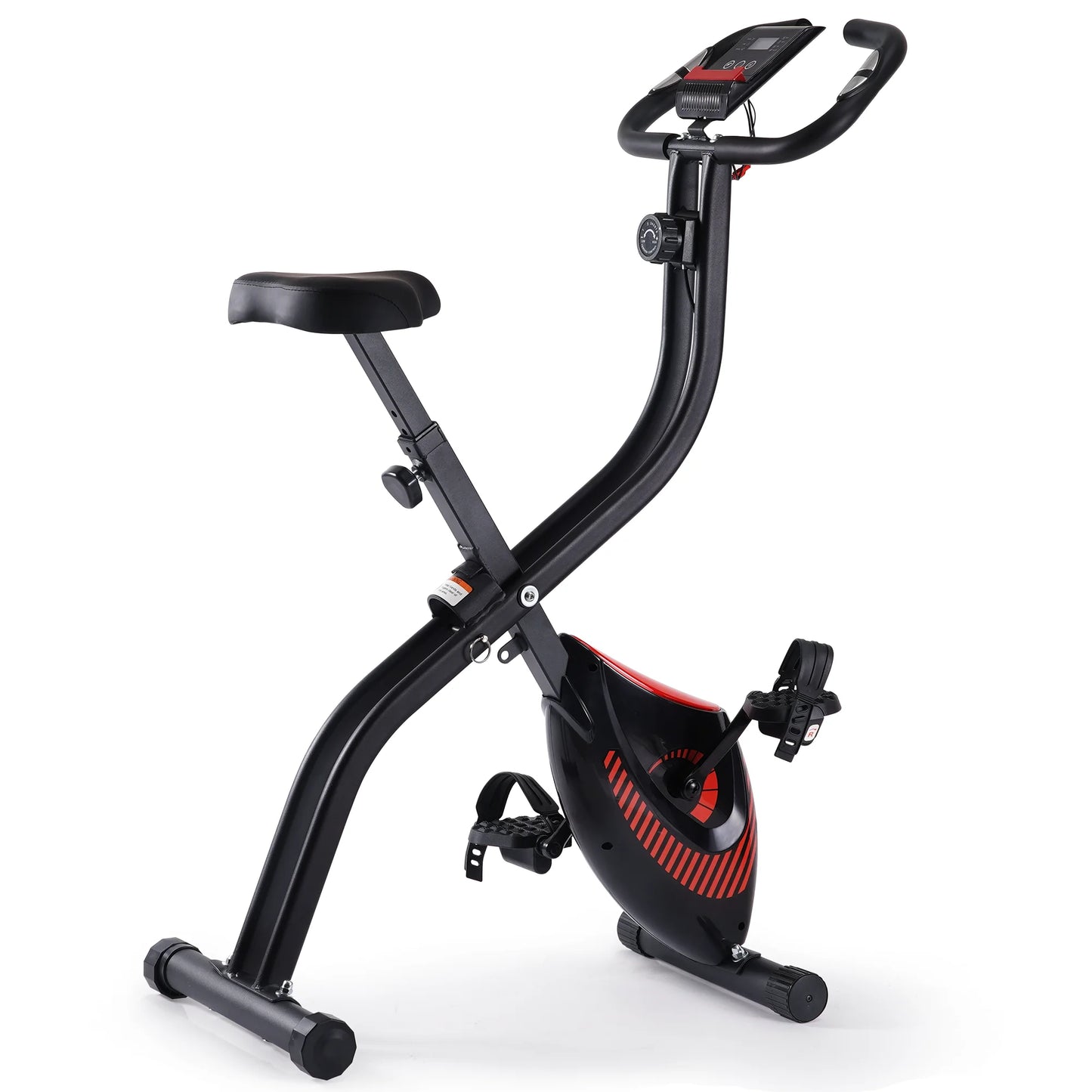 Folding Stationary Recumbent Exercise Bike with LCD Monitor and Phone Holder for Home Use