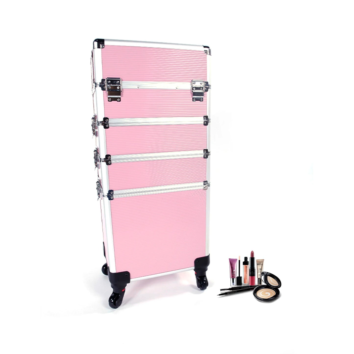 4 In 1 Aluminum Cosmetic Makeup Case Tattoo Box Pink