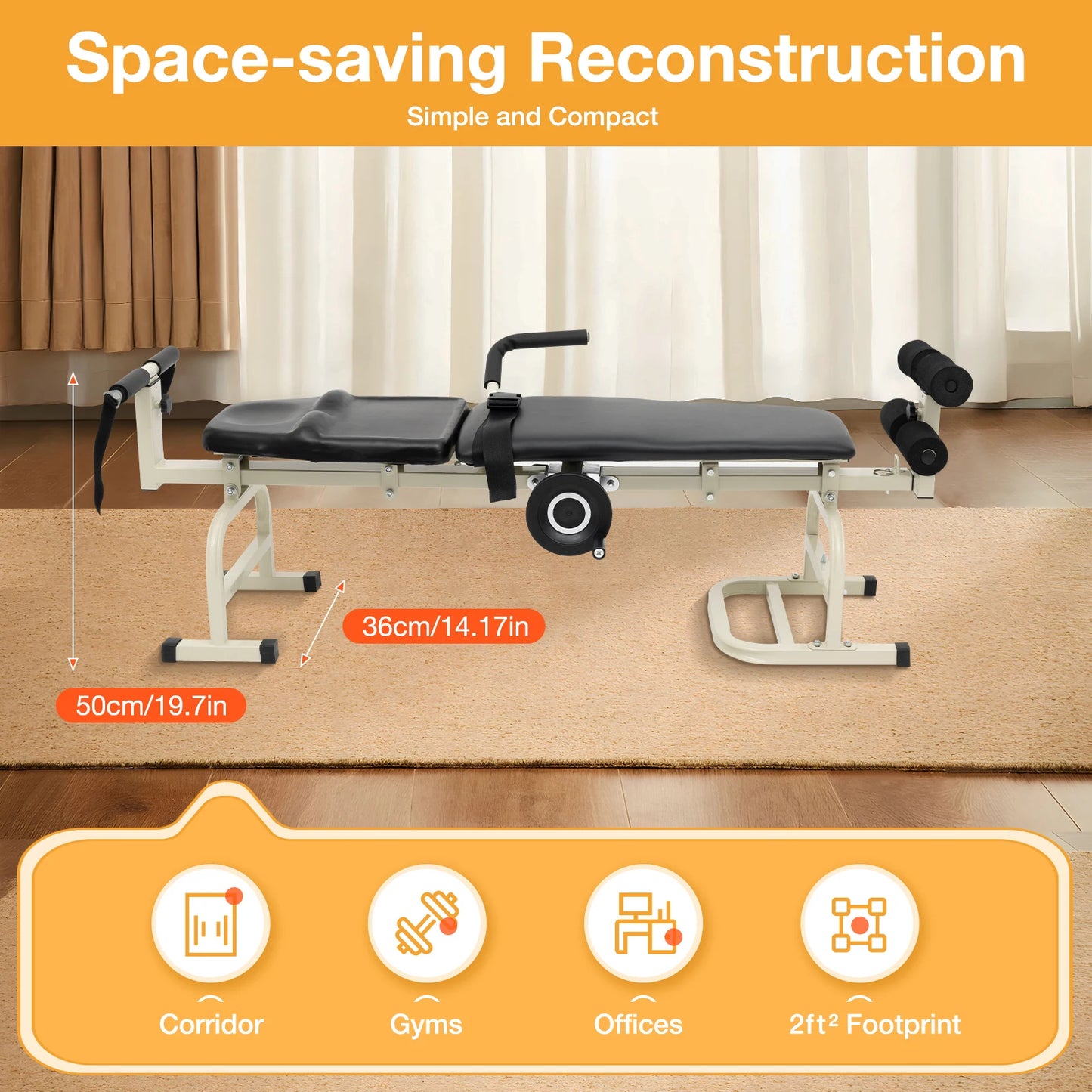 Multi Functional Portable Body Stretcher for Cervical and Lumbar Traction Bed Suitable for Heights of 1.45 to 1.85 Meters