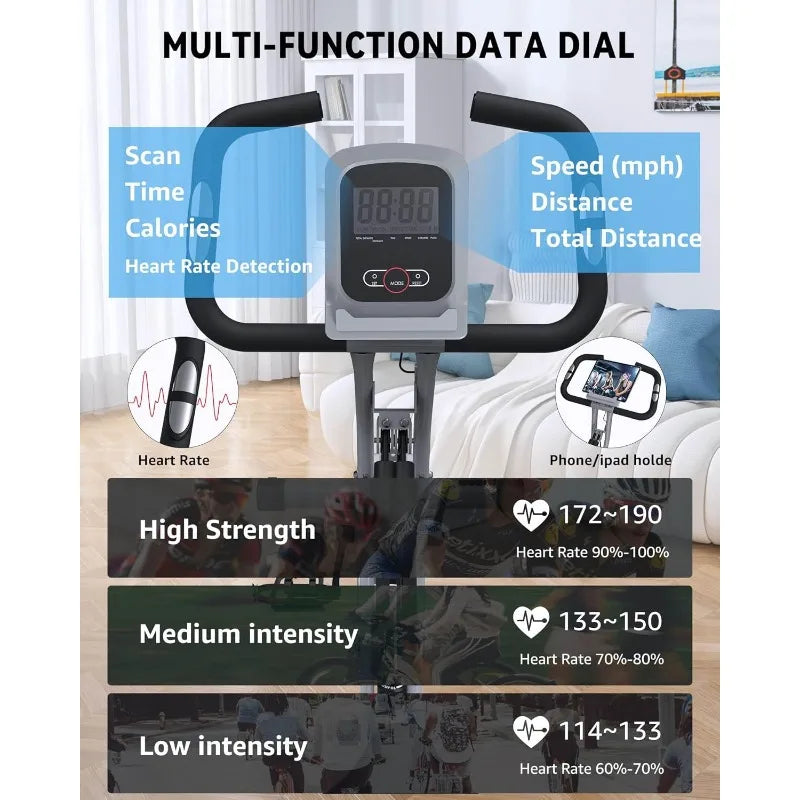 Kurono Stationary Exercise Bike 4 In 1 Foldable Indoor Cycling Bike for Seniors 330LB Capacity 16 Level Magnetic Resistance