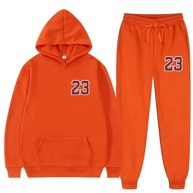 Mens and Womens Sports Hoodie and Sweatpants Set Two Piece Tracksuit Gym Wear