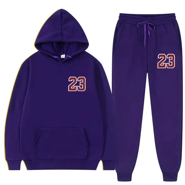 Mens and Womens Sports Hoodie and Sweatpants Set Two Piece Tracksuit Gym Wear