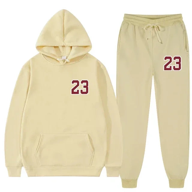 Mens and Womens Sports Hoodie and Sweatpants Set Two Piece Tracksuit Gym Wear