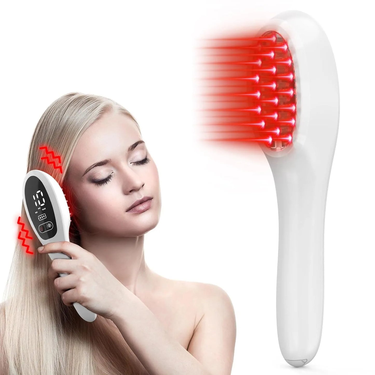 Electric Laser Hair Growth Comb Anti Hair Loss Therapy Infrared 650nm 470nm LED Red Light Vibration Massage Hair Care Brush