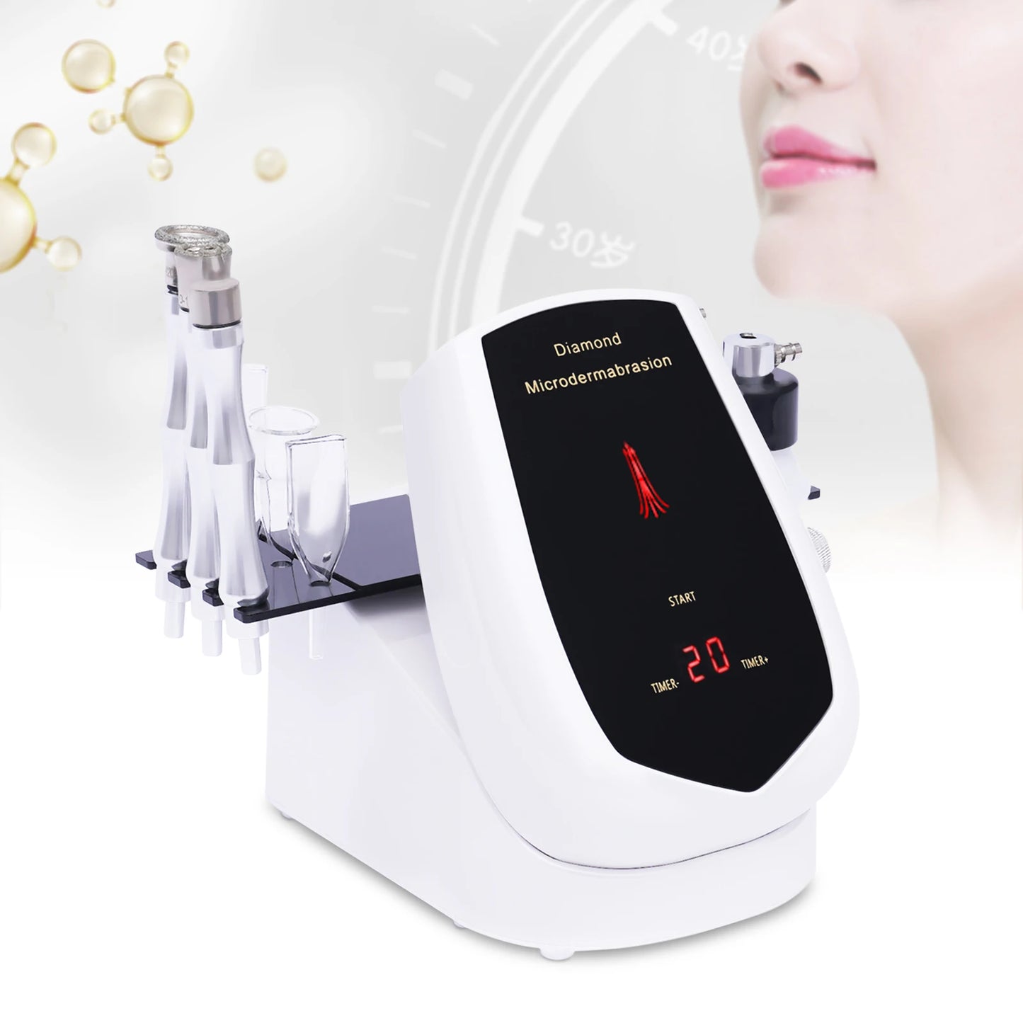 Dermabrasion Facial Machine 3 in 1 Diamond Microdermabrasion Machine with Touch Screen and 9 Micro Sculpting Heads
