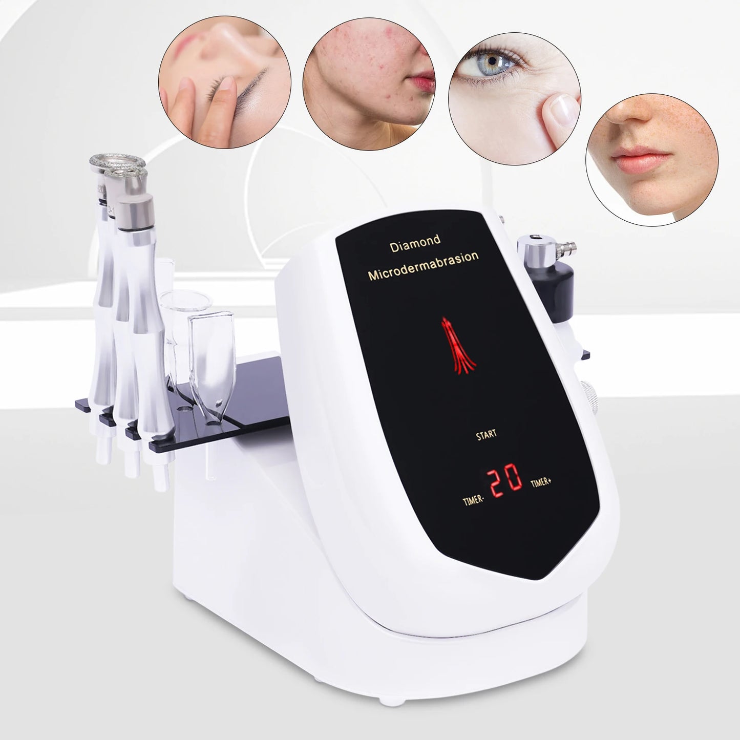 Dermabrasion Facial Machine 3 in 1 Diamond Microdermabrasion Machine with Touch Screen and 9 Micro Sculpting Heads