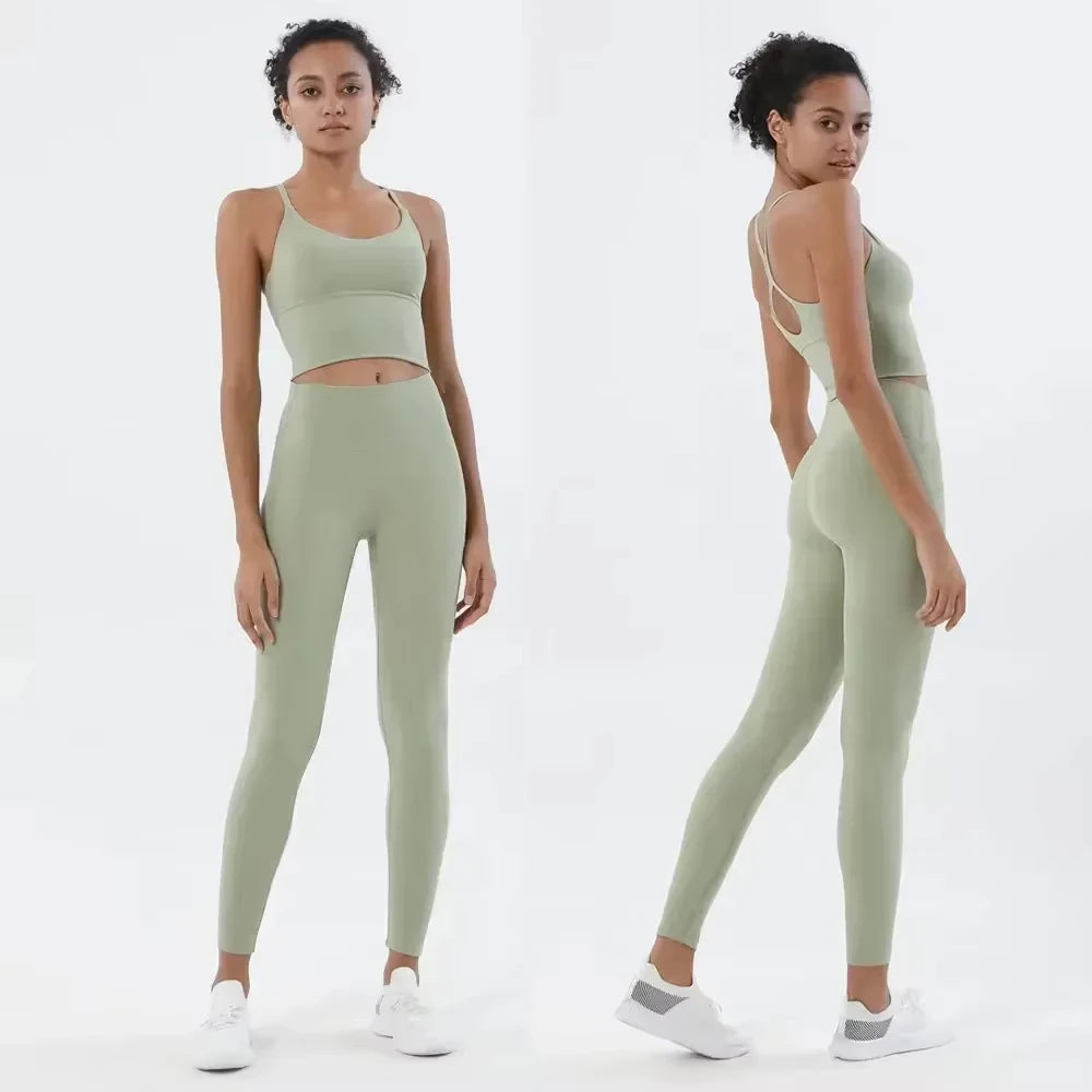 Sportswear Women's Gym Sports Bra and Leggings Two Piece Set