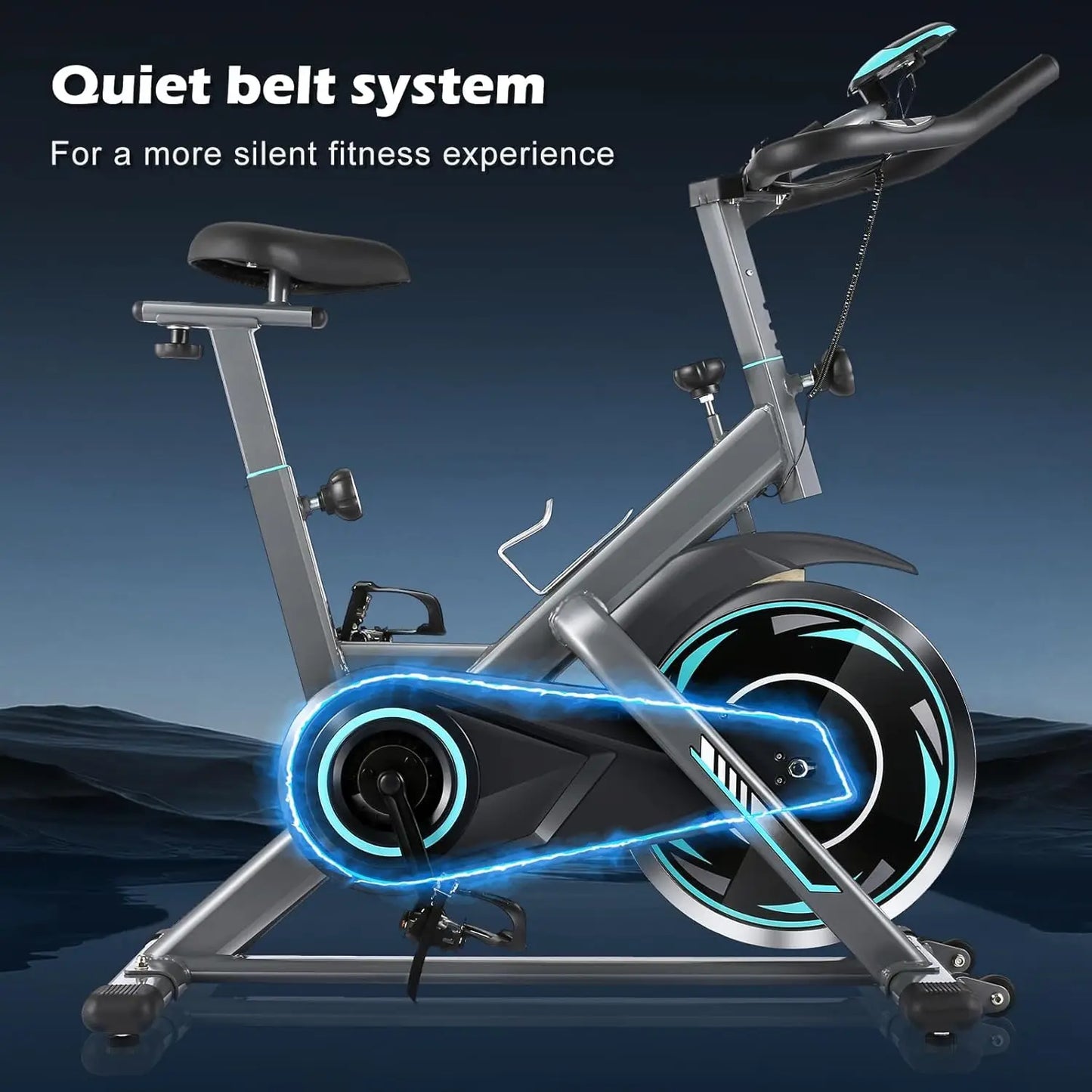 Indoor Exercise Bike Stationary with Comfortable Seat Cushion Tablet Holder and LCD Monitor for Home Workout