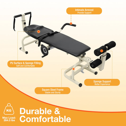Multi Functional Portable Body Stretcher for Cervical and Lumbar Traction Bed Suitable for Heights of 1.45 to 1.85 Meters