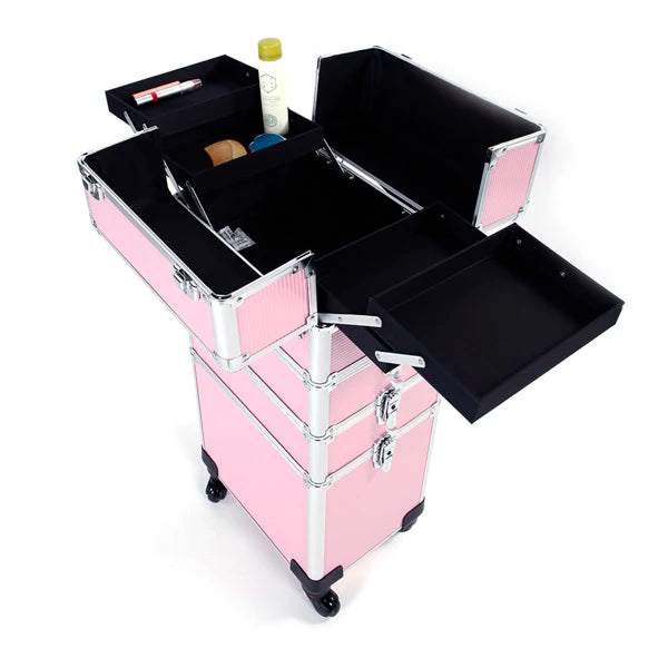 4 In 1 Aluminum Cosmetic Makeup Case Tattoo Box Pink