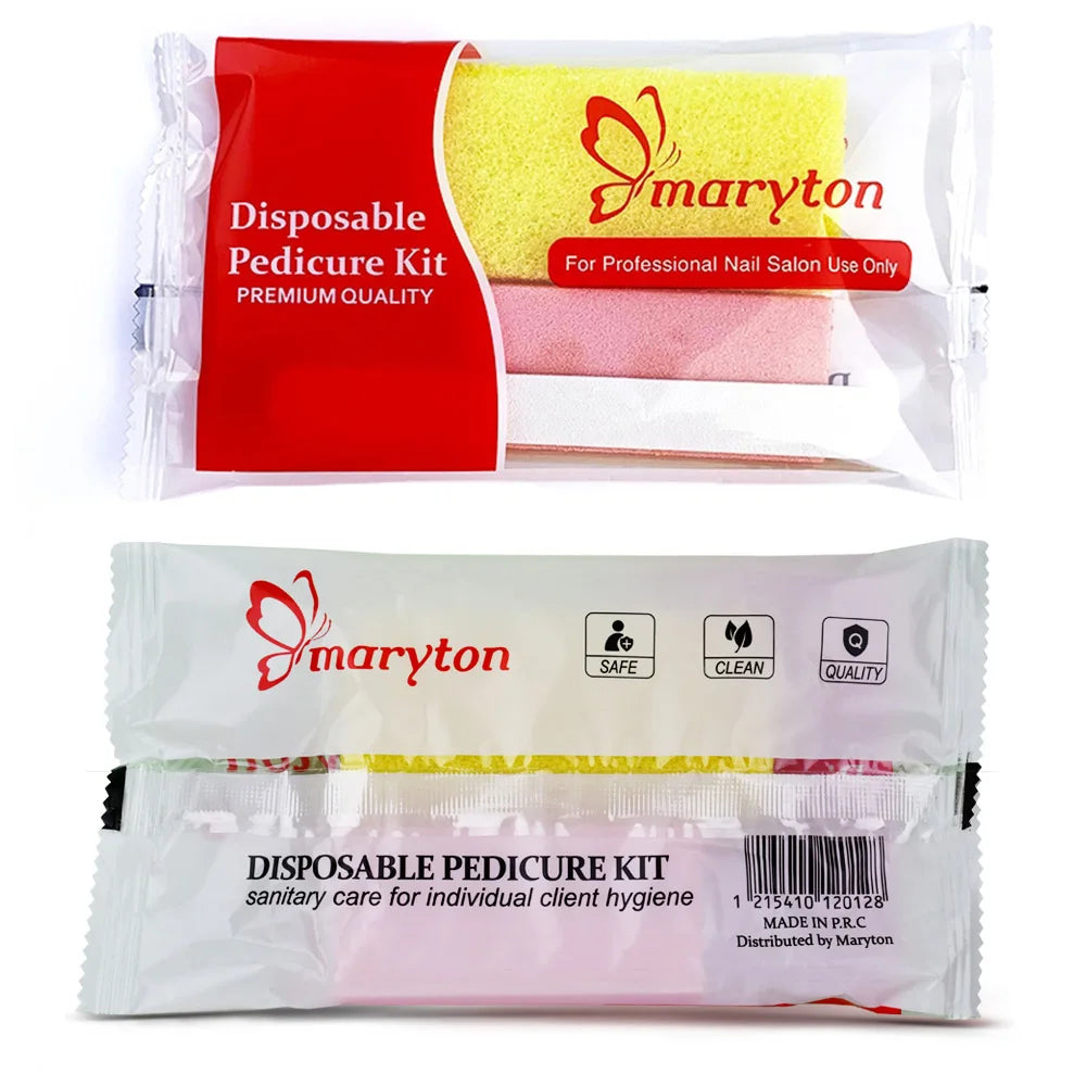 800 Sets Disposable Pedicure Sets 4 Piece Nail Kits Professional Manicure Tools File Buffer Sponge Block