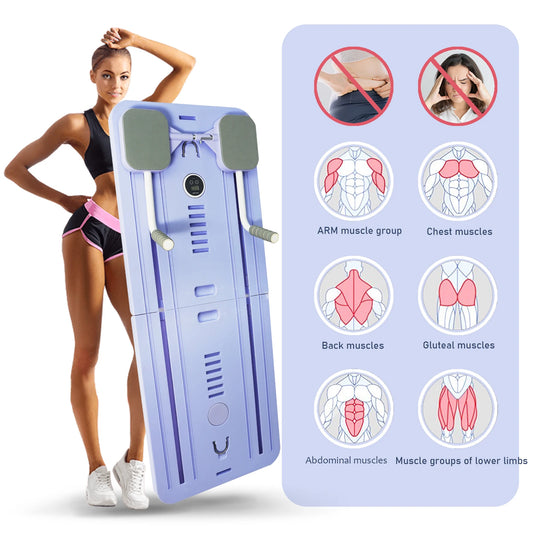 Multi-Functional Abdominal Exercise Board with Auto-Rebound Fitness Resistance Bands for Leg Arm and Back Training at Home and Office