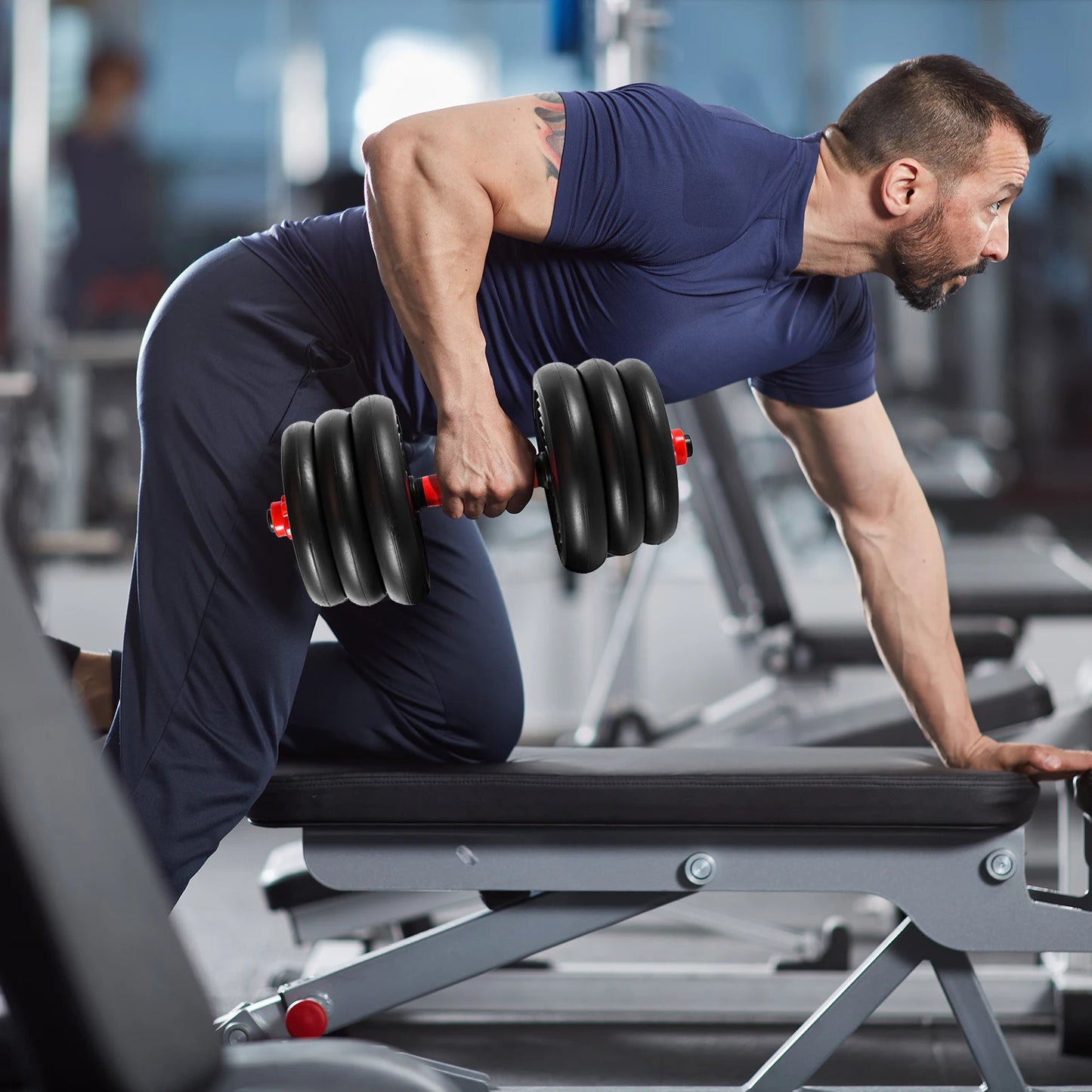 Adjustable Dumbbell Set 44 Pounds Multifunctional Weights Barbell Kettlebell Pushup Home Gym Equipment