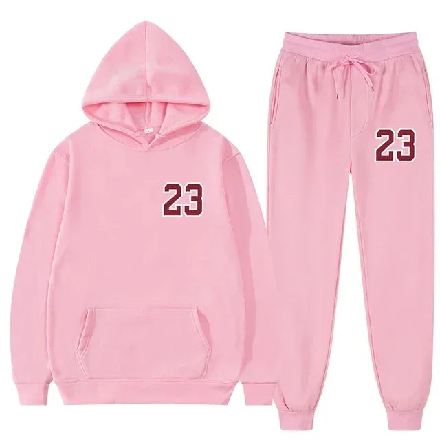 Mens and Womens Sports Hoodie and Sweatpants Set Two Piece Tracksuit Gym Wear