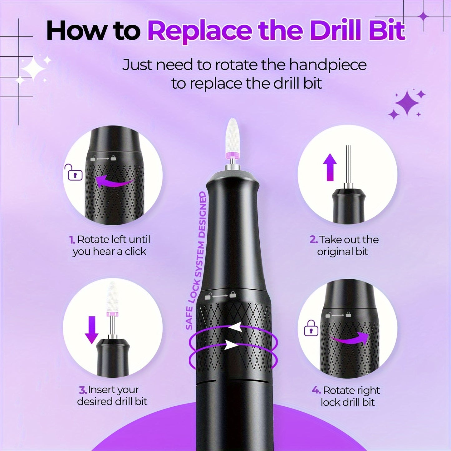 Electric Nail Drill Machine 40000RPM Professional Efile Nail Drill Kit High Speed Low Heat Low Noise Low Vibration Electric Nail File For Acrylic Gel Nails Toenail Shaping Buffing Grinder Manicure Pedicure Polishing