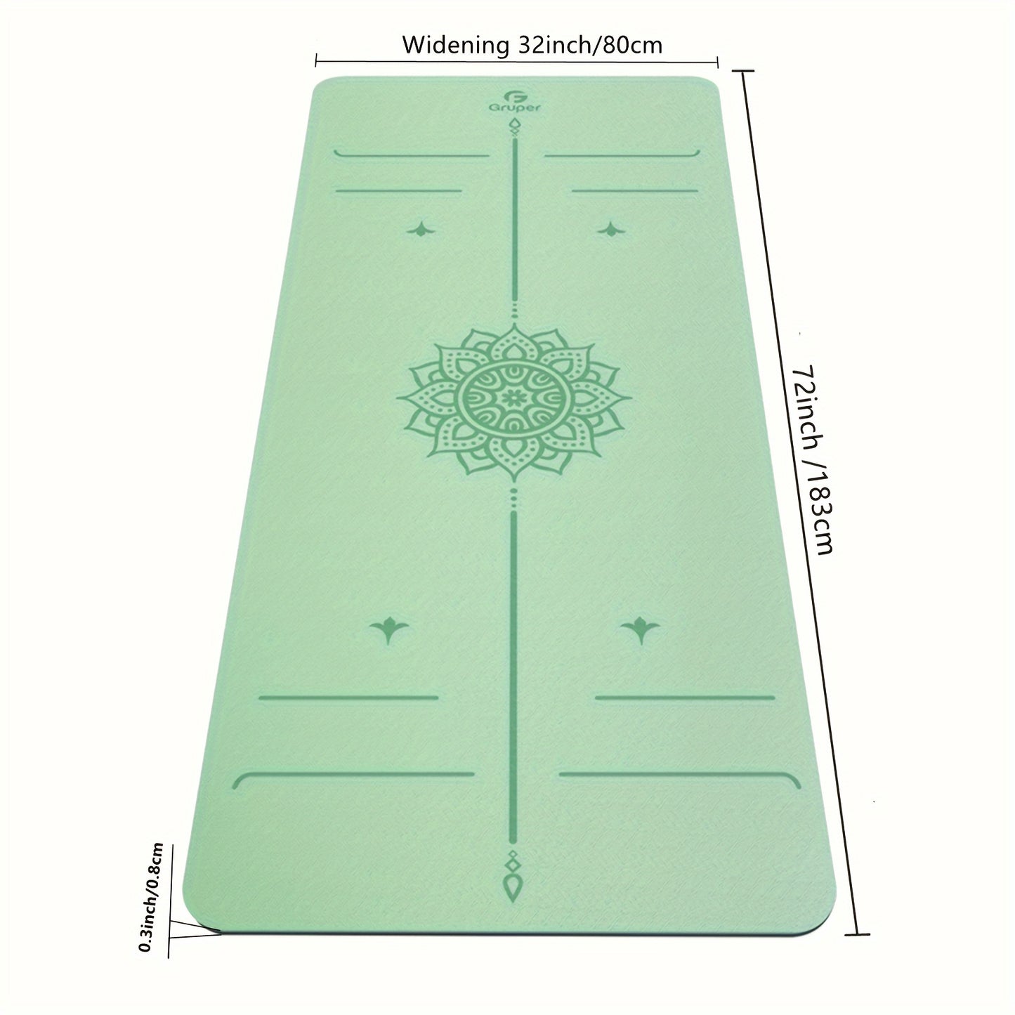 Non-Slip TPE Yoga Mat 8mm Thick with Carrying Strap - Striped, Green/Blue/Black - Ideal for Beginners, Pilates & Home Workouts