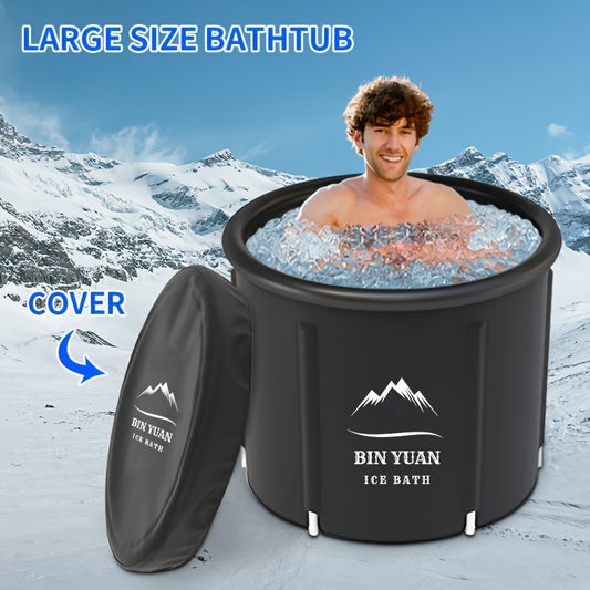 Large Capacity Portable Folding Bathtub with Lid Dual Use Hot and Cold Soak Relax Inflatable Spa for Athletes and Fitness Recovery Easy to Install and Clean Modern PVC Design for Indoor and Outdoor Use