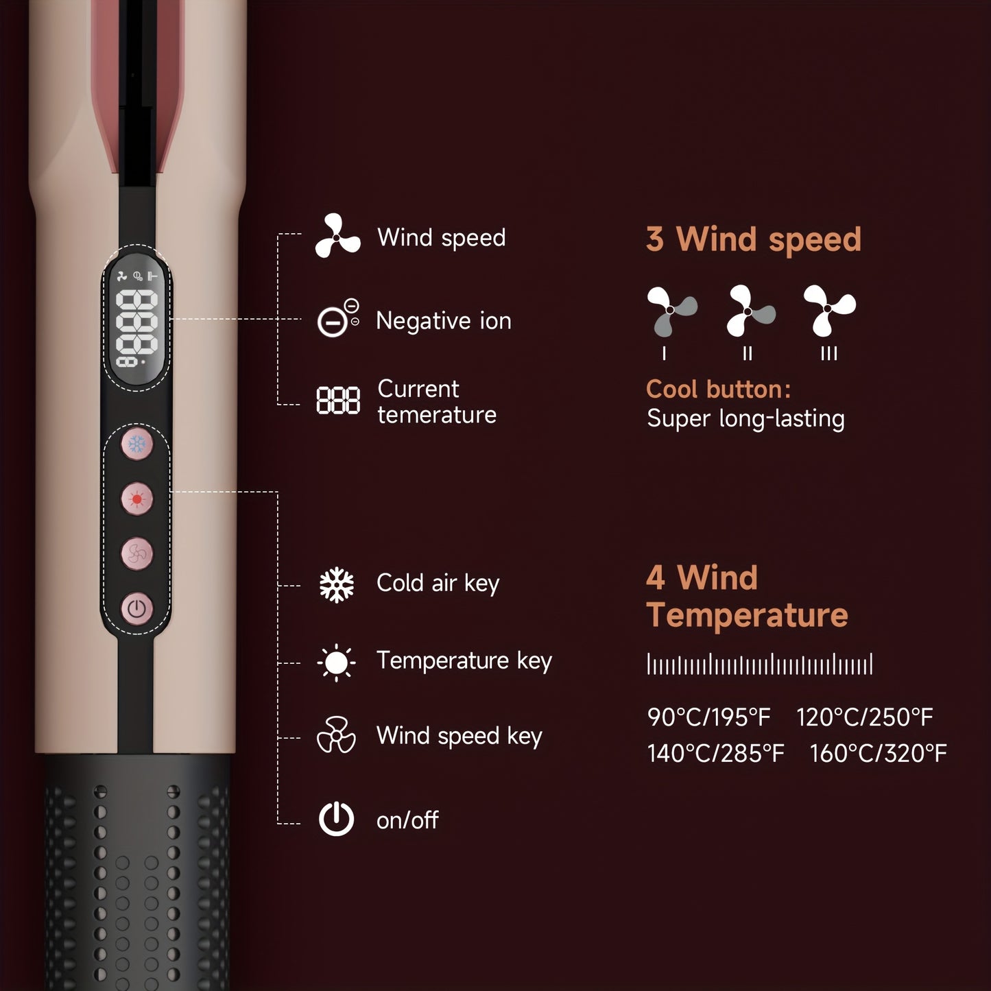 2-in-1 Hair Dryer and Flat Iron with High-Speed Airflow Instant Heating Customizable Temperature LCD Display and Auto Shut-Off for All Hair Types