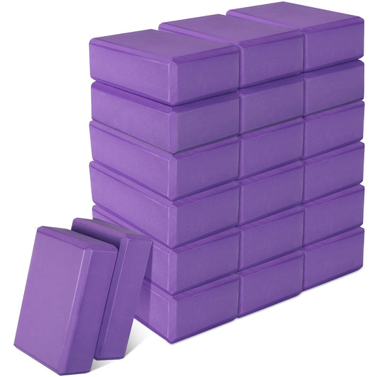 20 Pcs Purple Yoga Blocks Bulk Eva Foam Non Slip Gymnastic Soft High Density Exercise Blocks for Girls Women Toning Meditation Stretching Yoga Pilates Accessories