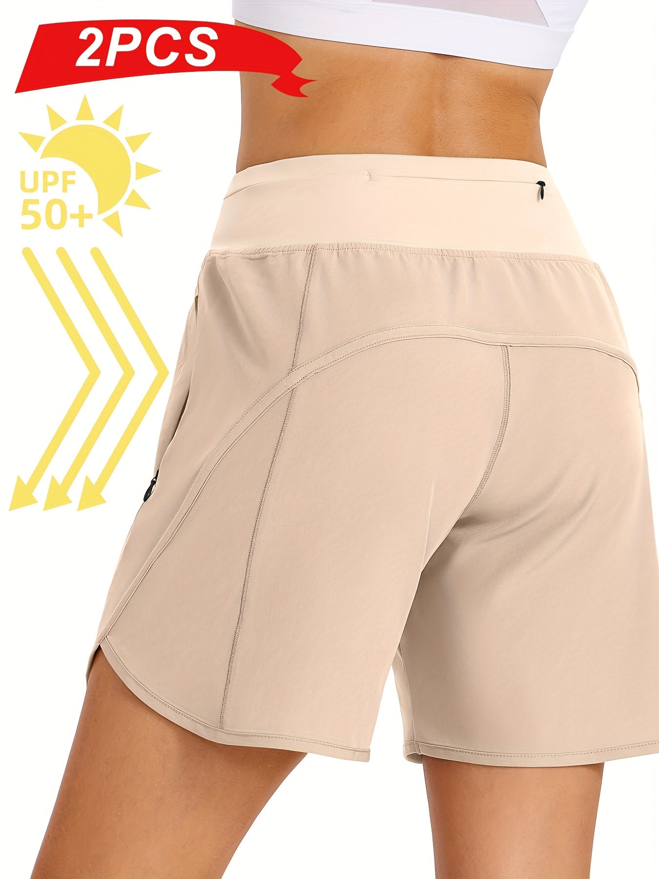 2 Pack Athletic Shorts For Women Breathable Stretchy Quick Dry Durable With Knit Waistband For Running Gym Tennis Summer