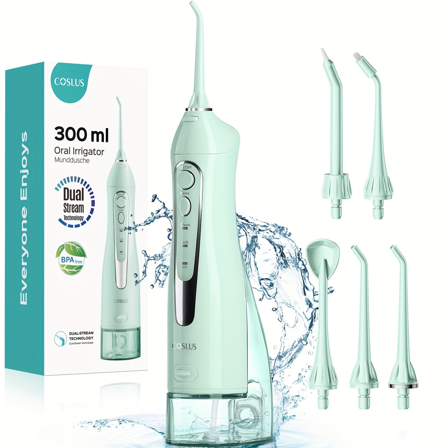 COSLUS Water Dental Flosser Portable Cordless Oral Irrigator Rechargeable Travel Cleaner Electric Water Flosser for Teeth Cleaning Black Valentines Day Gifts