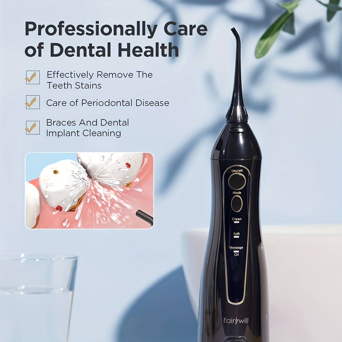 Fairywill Water Flosser And Electric Toothbrush Set With 4 Brush Heads And 7 Jet Tips For Christmas Gift