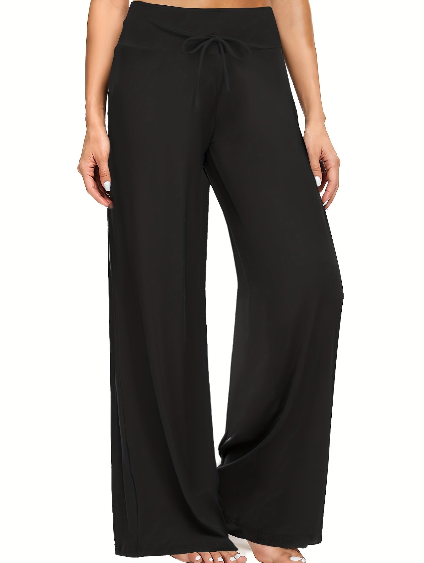 4 Pack Women's Soft Breathable Wide Leg Jogger Pants Elastic Waist Loose Fit Casual Activewear 7/8 Length for Sports Running Yoga 4 Colors Black White Gray Brown Spring Summer Fall