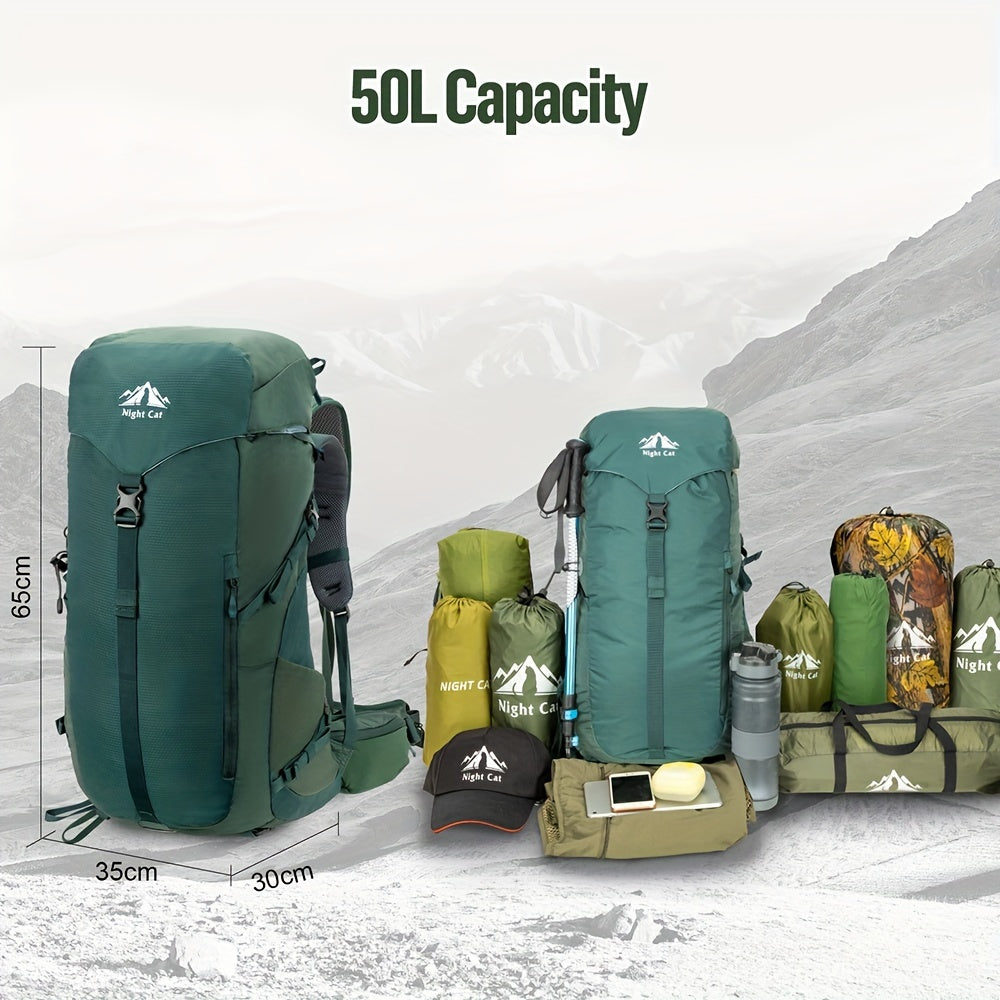 Night Cat Internal Frame Hiking Backpack Large Camping Backpack for Men and Women with Rain Cover 26 Liters